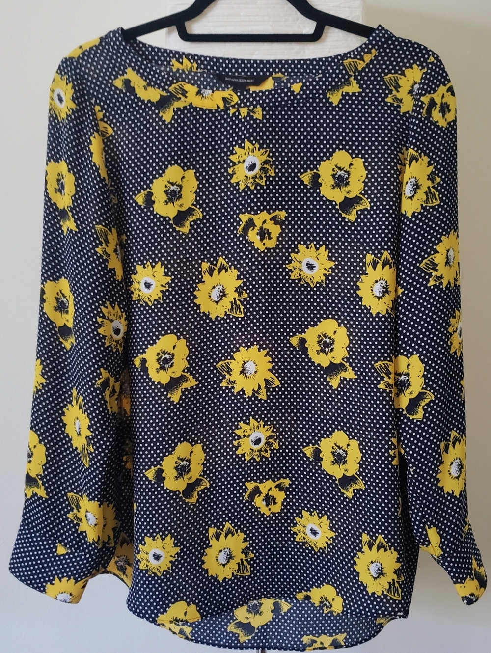 Banana Republic Floral Polka Dot Long Sleeve Blouse, S - Picture 2 of 7